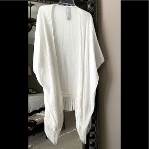 Nordstrom Rack white fringe kimono/wrap